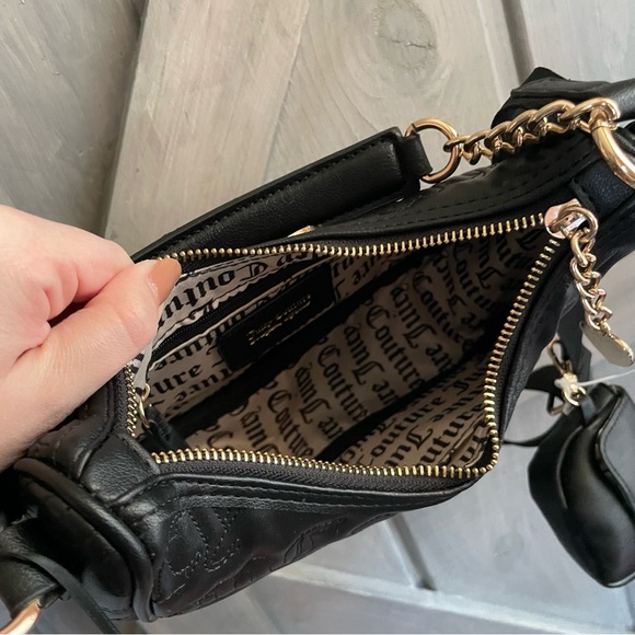 NWT Juicy Couture Purse Crossbody with Mini Coin Purse Charm Y2K Style Black - Picture 10 of 10